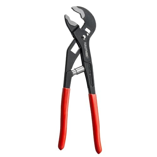 Image of HAUTMEC 250mm Water Pump Pliers, Quick Adjustable Tongue and Groove Joint Pliers, V-Jaw with Comfort Grips, Auto-Adjusting, Rust-Proof CRV Steel Construction for Pipes, Bolts and Nuts HT0088