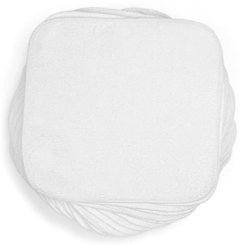 Image of Aomig 25Pcs Washable Cotton Terry Cloth Wipes, 15x15cm Reusable Towelling, White Makeup Remover Cloth, Soft for Cleansing Baby's Hands and Face, Perfect For Nappy Changes