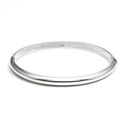 Image of Silverly 5.3mm Hinged Sterling Silver Bangle - Classic Polished 925 Silver Bracelet - Round Tube Stackable Bangles for Women - Mum Auntie Birthday Gifts - Bracelets for Daughter