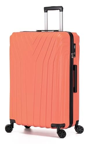 Image of DK Luggage 24" Medium Hard Shell Suitcase Luggage 4 Wheel Spinner ABS101 (Peach, 24" Medium)