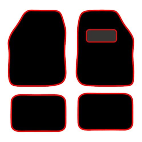 Image of PCM - Car Floor Mats for Universal Car or Van Tailored Heavy Duty Car Floor Mats 4PC Set Non Slip Carpet (RED EDGING)