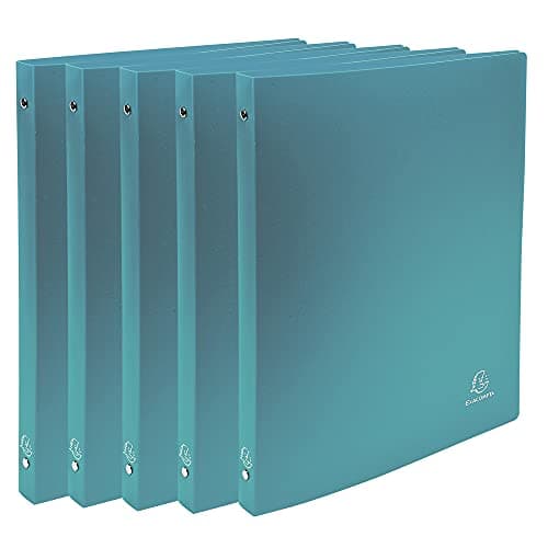Image of Exacompta - ref. 51183SE - Set of 5 flexible OPAK binders - 4 round rings, diameter 15 mm - Spine 20 mm - External dimensions: 32 x 25 cm - A4 file format - Colour: dark green