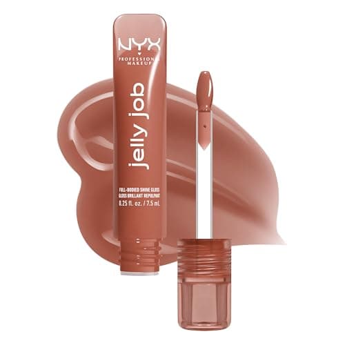 Image of NYX Professional Makeup Jelly Job Peptide Lip Gloss, High-Shine Glassy Finish, Volumizing Peptide Complex & Cherry Oil, 16 Shimmer & Pure-Shine Shades, Shade: Toast N' Jelly