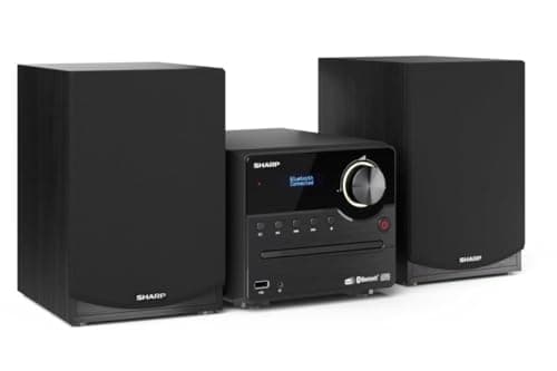 Image of SHARP XL-B517D(BK) 45W Hi-Fi Micro System – Bluetooth 5.0 Stereo with DAB+/FM Radio, CD Player, USB MP3 Playback, 2-Way Wooden Speakers, EQ Sound Modes & Remote Control – Black