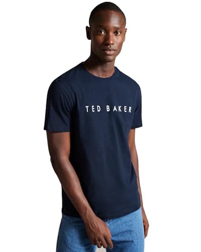 Image of Ted Baker London Mens Broni Short Sleeve T Shirt in Navy Blue Size 3 - UK Size 38 - Medium