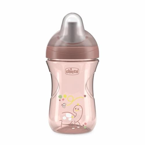 Image of Chicco Advanced Mug, 9oz Non-Drip Plastic Cup with Straw, Ergonomic Spout and Valve, BPA Free, 12M+, Pink