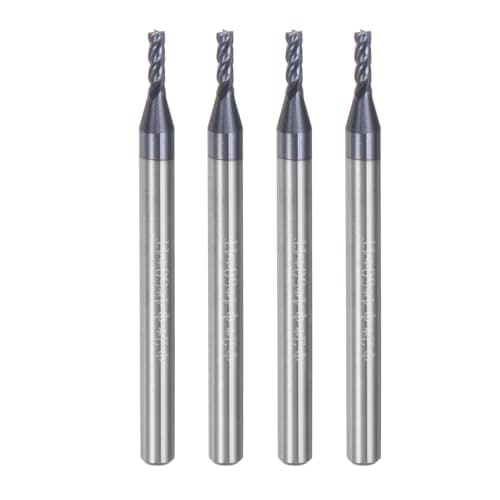 Image of sourcing map 4pcs 2mm Dia 4mm Shank Square Nose End Mill 4 Flutes HRC45 Carbide AlTiN Coated CNC Router Bits Cutter Tools for End Milling CNC Machining