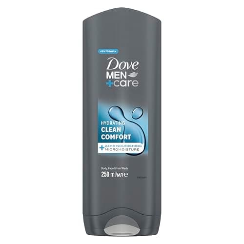 Image of Dove Men+Care Hydrating Clean Comfort Men's 3-in-1 Hair, Face and Body Wash Body Cleanser Shower Gel with 24 hour nourishing MicroMoisture technology for relaxed and re-energised skin 250 ml