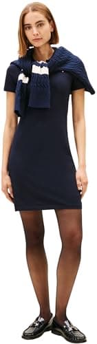 Image of Tommy Hilfiger Women’s 1985 Slim Fit Pique Polo Dress, Blue (Desert Sky), XL