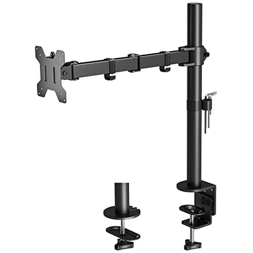Image of BONTEC Single Monitor Arm Desk Mount for 13-32 Inch Screens, Height Adjustable, Tilt, Swivel, 360° Rotation, Steel VESA Mount up to 10kg, Fits 75x75/100x100mm, Ergonomic, Space-Saving, Durable Design