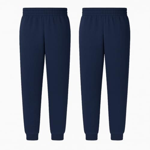 Image of Kids School Joggers 2 Pack – Unisex Fleece Jogging Bottoms for Boys & Girls – Elastic Waist, Soft & Warm – Ideal for PE & School Uniform (UK, Age, 5 Years, 6 Years, Regular, Navy)