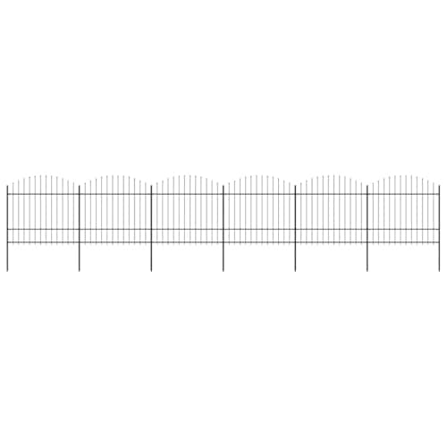 Image of vidaXL Garden Fence Spear (1.5-1.75) x10.2m Outdoor Barrier Border Decorative Landscape Privacy Edges Black Steel Rust-Resistant Metal
