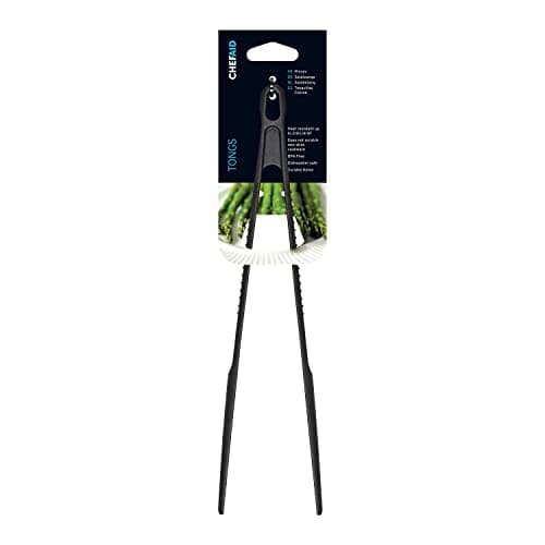 Image of Chef Aid Nylon Serving Tongs,BPA Free Kitchen Utensil and Ideal for use with Non-Stick Cookware, Comes in Black Colour