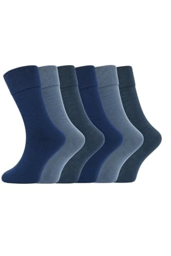 Image of ARG 6 Pairs Men's Non-Elastic Diabetic Socks | Easy Grip, Soft Loose Top | Rich Cotton | UK Size 6-11 (Multicoloured, one size)