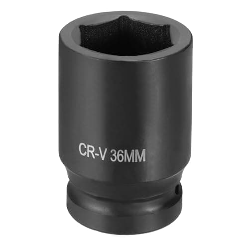 Image of sourcing map 6 Point Impact Socket 1" Drive 36mm Metric Socket CR-V Steel Spindle Axle Hex Sockets for Machine Shaft Nuts Bolts Repair, Black