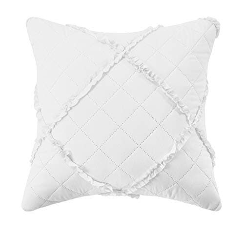 Image of THL Embossed Quilted Pair Cushion Covers Cushion Pad Cover (White, 2 x Cushion Cover 43 x 43 cm)