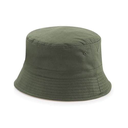 Image of Beechfield B686 Reversible Bucket Hat - Olive Green/Stone L/XL