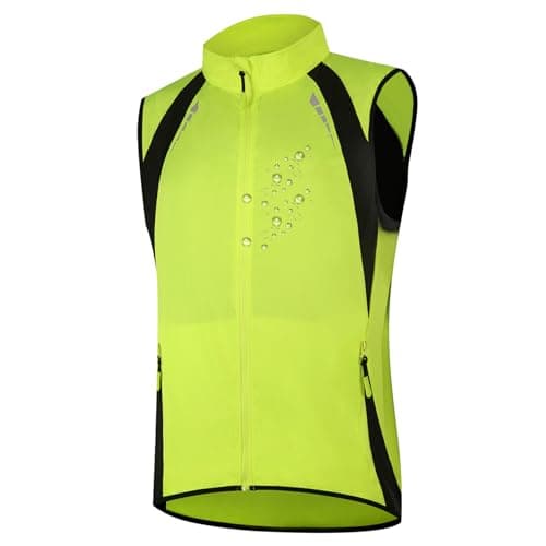 Image of MODRYER Hi Vis Cycling Gilet Men’s Reflective Breathable Vest Lightweight Softshell Sleeveless Jacket Waterproof Windproof Top For Biking Hiking Golf Travel,Green-4XL