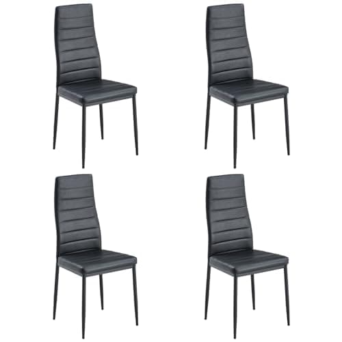 Image of Stanew Modern Dining Chairs, Kitchen Chair Leather with Metal Legs and Foot Pads,Thick Padded Seats,Backrest Set (Black, 588-4 PCS)