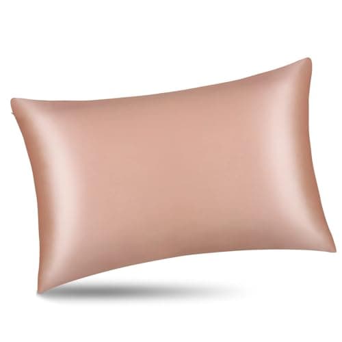 Image of ALASKA BEAR 100% 19 Momme Mulberry Silk Pillowcase, 50x75 cm, Both Sides Silk, 600 Thread Count, Hypoallergenic Pillow Shams Cover for Skin Health with Hidden Zipper (1pc, Rose Gold)