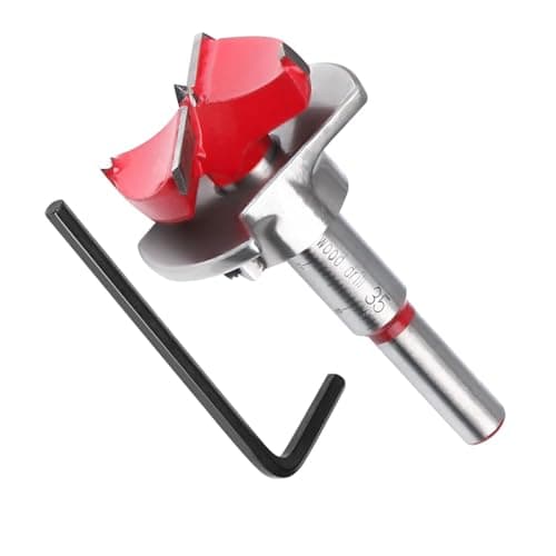 Image of flintronic Forstner Drill Bit, 35mm Adjustable Positioning Drill Bit Set, Cemented Carbide Woodworking Hole Saw with Depth Stoper (Depth Range 10~40mm) Making Wood Hole Quickly&Precisely