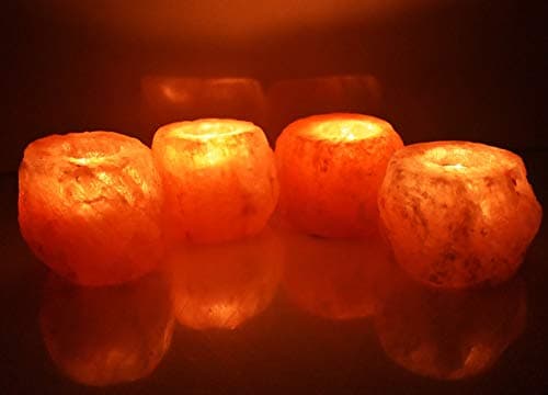 Image of DEENZ.... 4 X HIMALAYAN CRYSTAL ROCK SALT CANDLE TEA LIGHT HOLDER 100% NATURAL PREMIUM AND FINE QUALITY (4x Candle Holder)