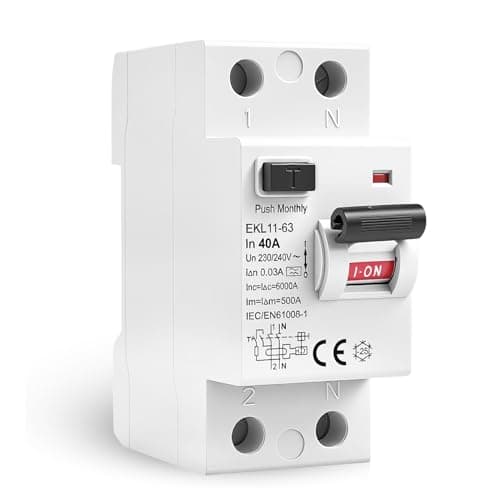 Image of Jadeshay Fi Circuit Breaker 40A 30mA 2-Pin RCCB Residual Current Circuit Breaker Type A Circuit Breaker AC230V EKL11-63 Protection Class IP20 (AC230V 40A 2P)