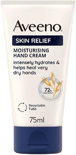 Image of Aveeno Skin Relief Hand Cream Moisturiser for Very Dry Skin 75 ml Pack of 1 with Soothing Triple Oat Complex and Shea Butter for Intense Hydration and Skin Barrier Protection