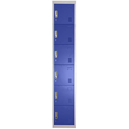 Image of Panana Metal Storage Lockers Work Office Cupboard Lockable Filing Storage Unit School Staff Gym Changing Room Six Doors (Dark Blue, 6 Door)