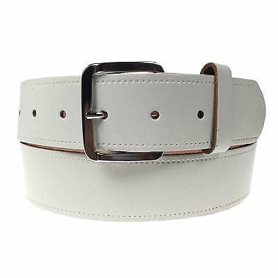 Image of BULLET 69 MENS WOMENS 1.5" REAL LEATHER GENUINE MADE IN ENGLAND JEANS 40MM WIDE BELT B523[Cream,Large 36"-40",1.5" Silver]