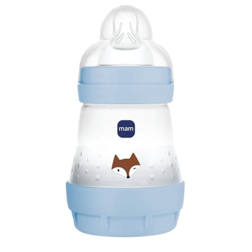 Image of MAM Easy Start Anti-Colic Bottle 0+ Months, Slow Flow (160 ml), Ocean - Bottle to Reduce Colic and Baby Discomfort - Baby Bottle Suitable for Breastfeeding