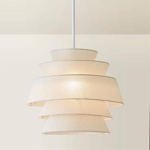 Image of ValueLights | Valerie 5 Tier Natural Linen Ceiling Lamp Shade | Shades & Home Improvements Essential | 40cm Shade Width