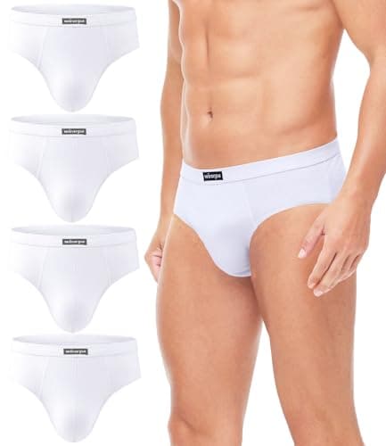 Image of wirarpa Men's Underwear Briefs Cotton Stretch Underpants Covered Waistband Pants No Fly 4 Pack White X-Large