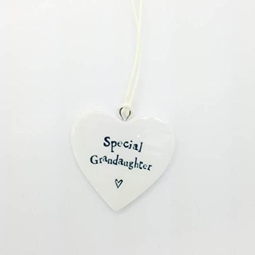 Image of Small Porcelain Hanging Heart - Special Grandaughter