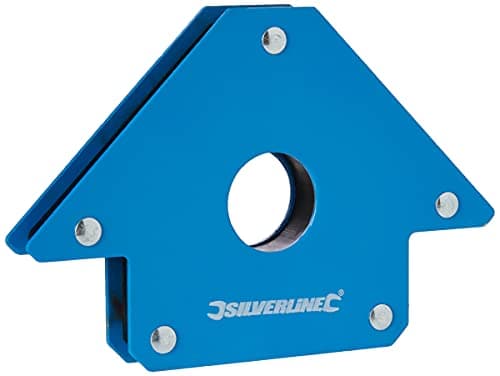 Image of Silverline Welding Magnet – 100mm, 13kg Holding Force, Magnetic Welding Clamp for Metal Fabrication & Positioning (868731)
