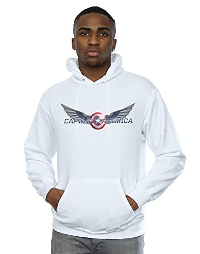 Image of Marvel Men's Falcon And The Winter Soldier Captain America Logo Hoodie White Large