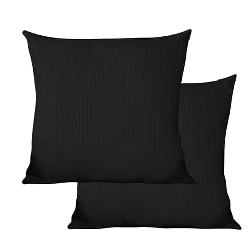 Image of Event Decor Shop Black Crushed Velvet Cushion Covers 45 x 45 cm – Soft Throw Pillow Cases for Sofa Couch Bed Garden – Square Decorative Velvet Pillow Covers – Pack of 2