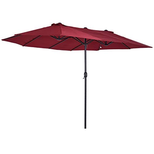 Image of Outsunny 4.6m Large Garden Parasol Double-Sided Sun Umbrella Patio Market Canopy Shade Outdoor Wine Red - NO BASE
