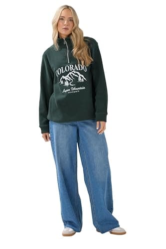 Image of Long Tall Sally - Lts Tall Quarter Zip 'Colorado' Embroidered Fleece - Women's Green