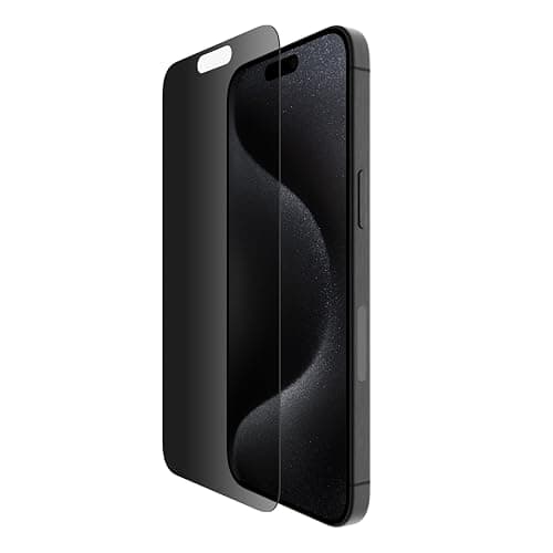 Image of Belkin ScreenForce TemperedGlass Treated Privacy Screen Protector for iPhone 15 Pro Max - Slim & Scratch-Resistant - Includes Easy Align Tray for Bubble Free Application