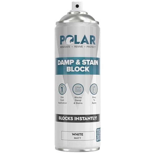 Image of Polar Damp & Stain Block Spray - 500ml, Matt White - Covers Damp, Mould, Grease, Nicotine & Rust Stains - Anti Mould & Damp Proof Paint for Internal Walls & Ceilings - Dries in 10 Min, Low Odour