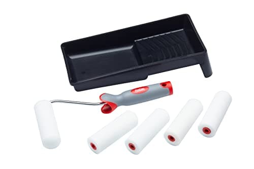 Image of ProDec 7 Piece Foam 4 inch Mini Paint Rollers, Soft Grip Frame and Tray Set for a Smooth Finish with Gloss and Satin Paints on Skirting Boards, Window Sills, Panel Doors, Cabinets, Metal and More, 4"