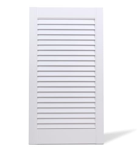 Image of Pine Louvre Door - Vented Open Design in Natural or White Finish - Ideal for Slatted Wardrobe & Internal Cupboard (White, 720mm (28.3'') x 444mm (17.5''))