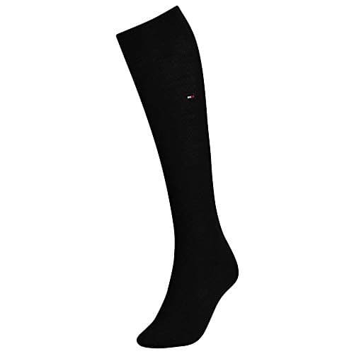 Image of Tommy Hilfiger Women's Cotton Knee-High Socks, Black, Medium (Manufacturer Size:UK 6-8)