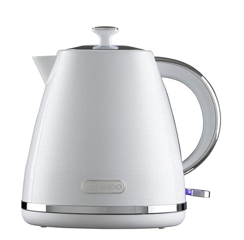 Image of Daewoo Stirling Collection, 1.7 Litre Pyramid Kettle Filling Up To 7 Cups With 360° Swivel Base And Fully Removable Lid, User Friendly, Easy Cleaning, Safety Features, White
