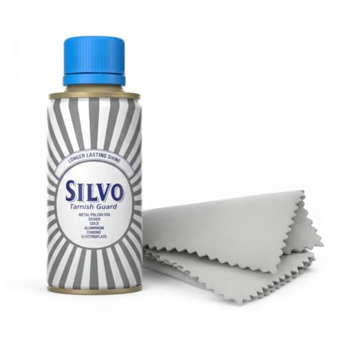 Image of Oesmo Silvo Silver Polish Liquid Kit (125ml) with 3 Microfibre Cleaning Cloths – Jewellery Cleaner & Tarnish Guard Formula for Restoring Silverware, Cutlery, Gold, Chrome, Coins & Antiques