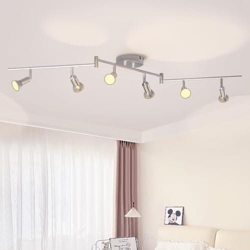 Image of LVWIT LED Ceiling Light Rotatable,6 Way Modern Kitchen Ceiling Lights,Light Fittings Ceilings,GU10 Base Spot Light,Ceiling Light Fitting for Lounge Bedroom Dining Room(White Chrome,No Bulbs)