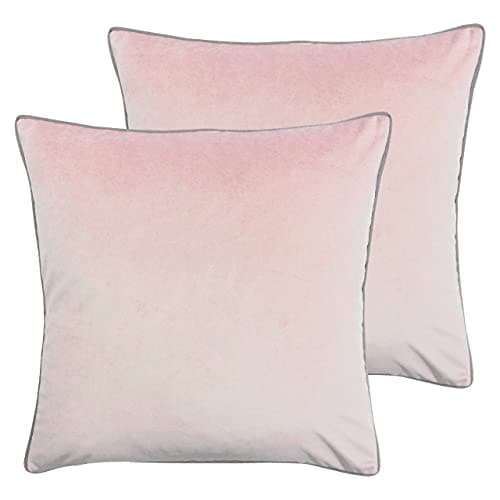 Image of Paoletti Meridian Twin Pack Feather Filled Cushions, Polyester, Blush/Grey, 55 x 55cm