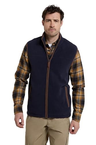 Image of Mountain Warehouse Rove Mens Fleece Gilet - Lightweight Bodywarmer, Breathable & Antipill Microfleece, 2 Front Pockets - Best for Spring Summer, Outdoors, Walking Navy 2XL