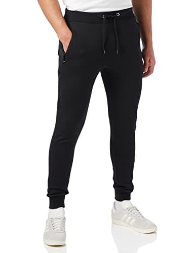 Image of Bonjour® - Slim Fit Joggers for Men | Men's Joggers with Zip Pockets - Ideal for Every Day Wear - Breathable, Comfortable, Soft Feel Jogging Bottoms (Black Large)